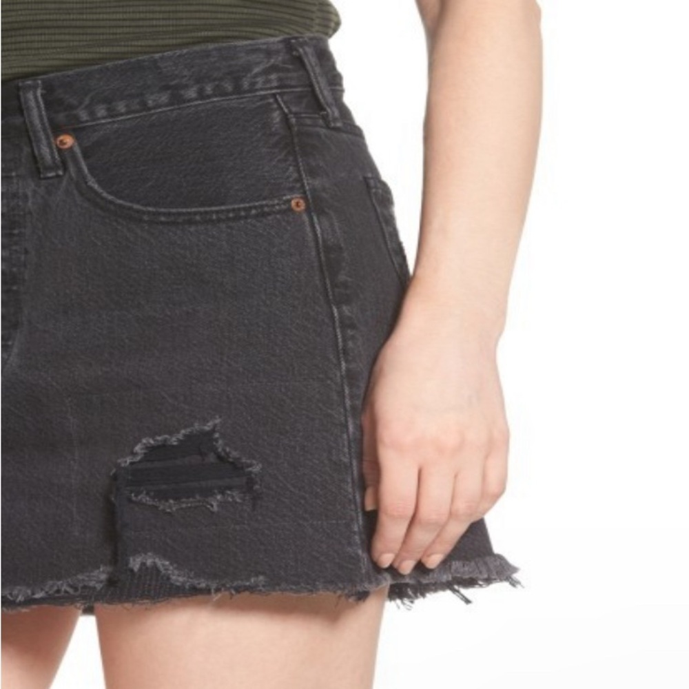 Distressed Denim Skirt Black Mini Skirt Deconstructed Size 2 Wild Fable - Picture 14 of 15